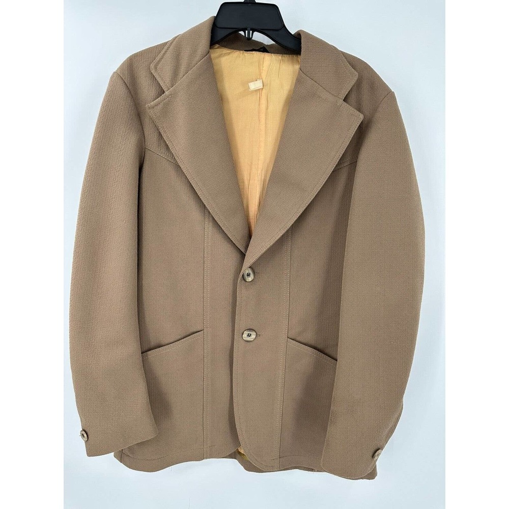 Men's 70's Polyester Beige Blazer Jacket sz 40R Unique